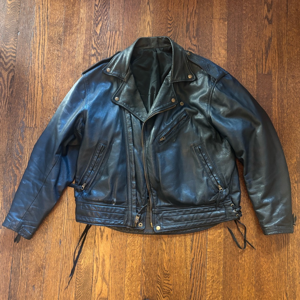 Langlitz Black Leather Jacket Men's Size 44